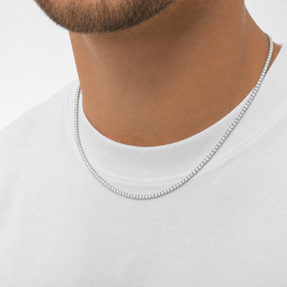 VVS Iced Out Tennis Chain White Gold