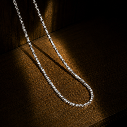 VVS Iced Out Tennis Chain White Gold