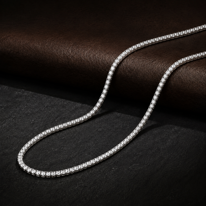 VVS Iced Out Tennis Chain White Gold