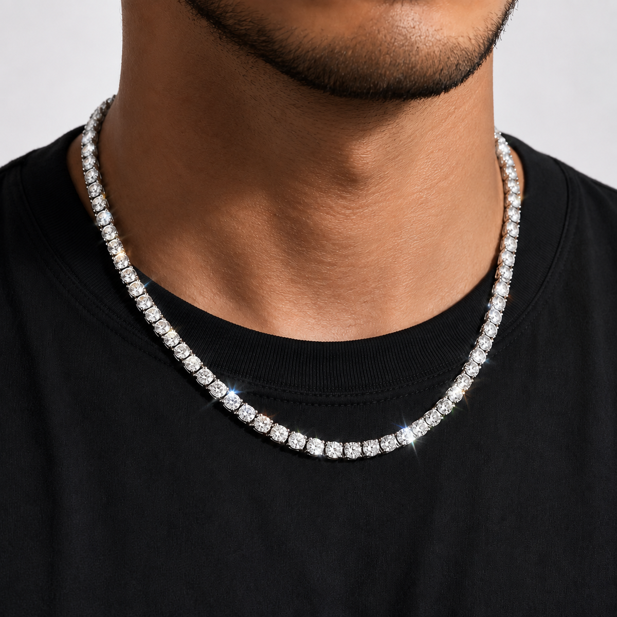 VVS Iced Out Tennis Chain White Gold
