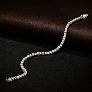 White gold tennis bracelet on black velvet