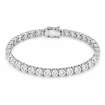 5mm VVS iced out tennis bracelet in white gold on white background
